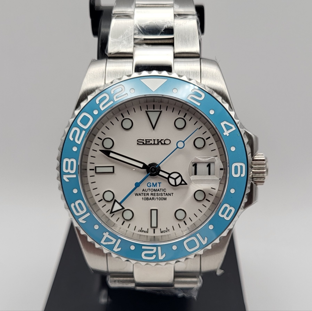 New Custom 40mm Seikomod Automatic Gmt Watch